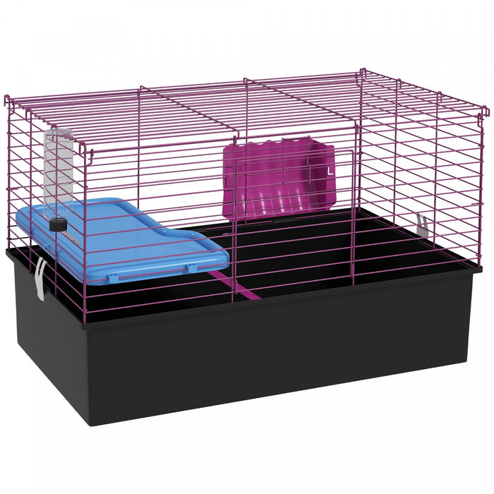 Pawhut 28\" L Rabbit Cage, Large Guinea Pig Cage Small Animal Cage With Water Bottle, Food Dish, Plat