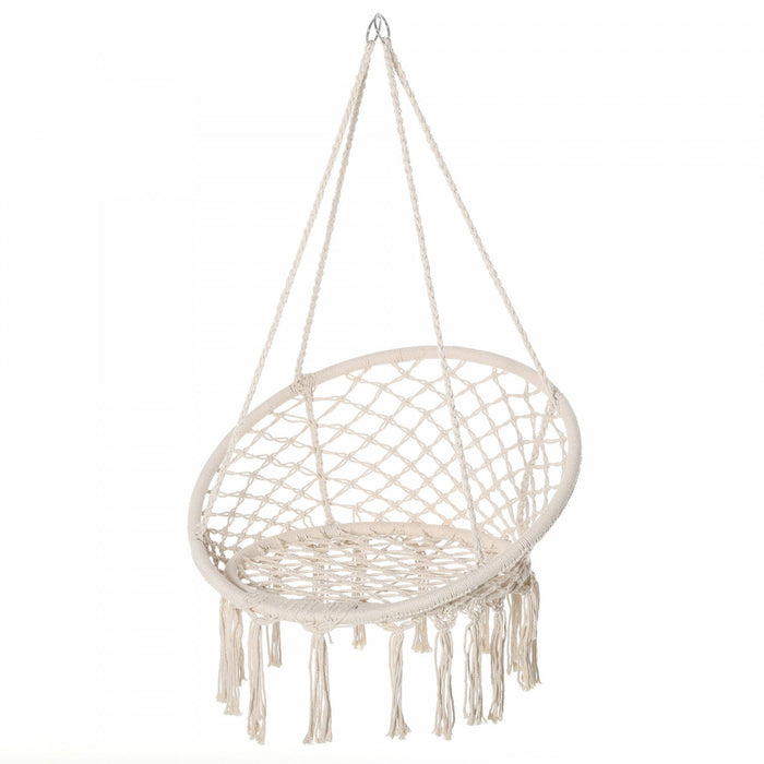 Outsunny Patio Hammock Chair, Hanging Rope Hammock Swing For Indoor & Outdoor Use With Backrest, Cot