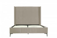 Promenade Mid-Century Modern Upholstered Velvet Queen Bed in Rustic Taupe 