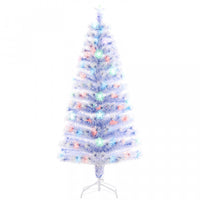 Homcom 5ft Pre-lit Led Optical Fiber Artificial Christmas Tree With 180 Branches