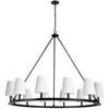 Dainolite Colby 12 Light Chandelier Matte Black White Shades Lamp