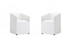 Anna Round Modern Vegan Leather Armchair in White - Set of 2 