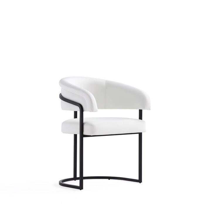 Augusta Modern Metal Vegan Leather Dining Chair in White 