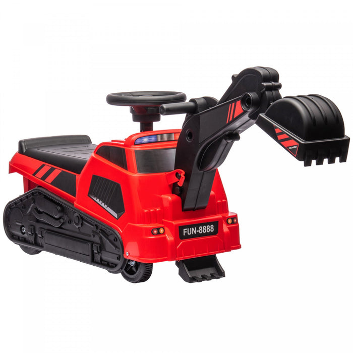 Aosom 3 In 1 Ride On Excavator Bulldozer Road Roller, No Power Pretend Play Construction With Music,