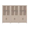 Jodie Mid-Century Modern 31\" Bookcase Cabinet in Whitewashed Oak (6-Shelf) - Set of 3 