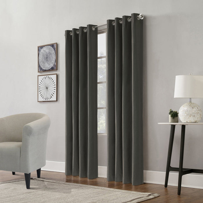 Edison Charcoal Grommet Curtain Panel - 52\" X 63\"