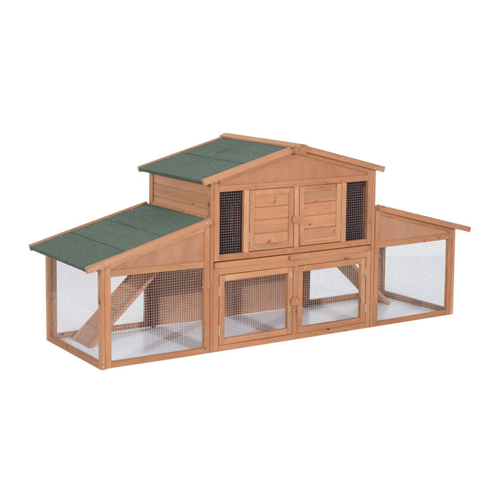 Pawhut 88.5\" X 27.5\" X 39.25\" Deluxe Wooden Rabbit Hutch Backyard Bunny Cage Small Animal Living Hou