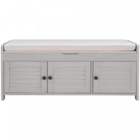 Olivia Pine Wood Storage Bench With 3-door Shoe Cabinet With Hidden Compartment - Grey