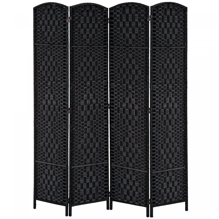 Homcom Double Hinged Woven Wicker Room Divider And Privacy Screens