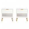 Dumbo Modern 20\" Fluted Nightstand in White (1-Drawer) - Set of 2 