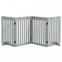 Pawhut Freestanding Pet Gate 4 Panel Dog Barrier Folding Safety Fence With Support Feet Up To 80.25