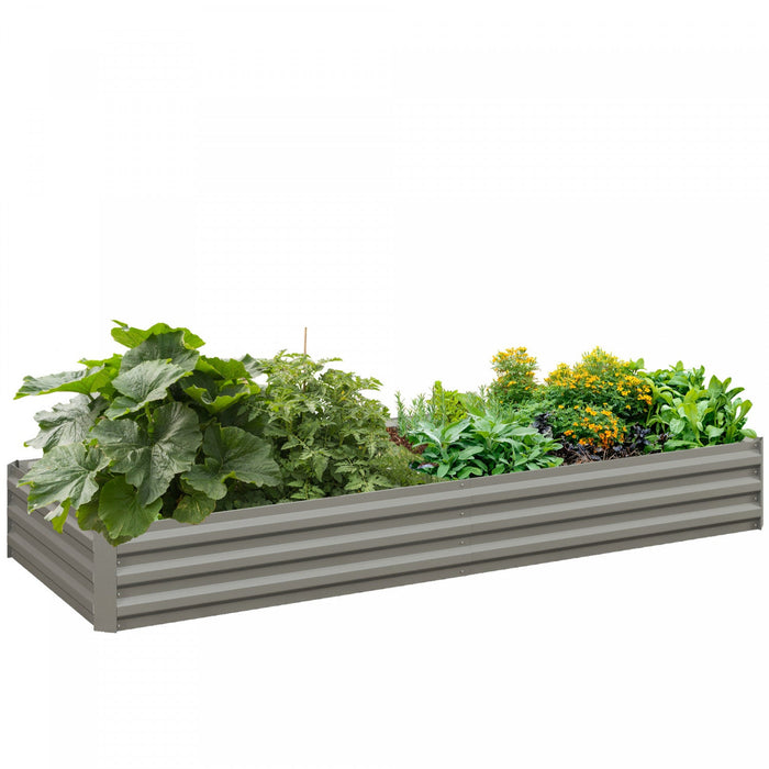 Outsunny 8 X 3 X 1ft Galvanized Raised Garden Bed, Metal Elevated Planter Box, Easy Diy And Cleaning