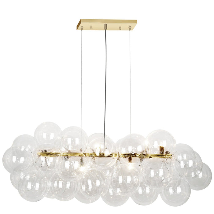 Dainolite Comet 10 Light Horizontal Pendant Aged Brass Clear Glass Lamp