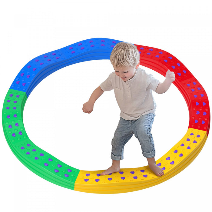 Qaba Kids Balance Beam, 8pcs Balance Stepping Stones For Kids With Non-slip Foot Pads, Indoor Outdoo