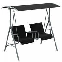 Outsunny 2-seat Patio Swing Chair With Adjustable Canopy, Centre Table