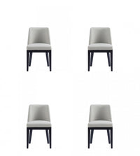 Gansevoort Modern Wood Vegan Leather Dining Chair in Stone Gray - Set of 4