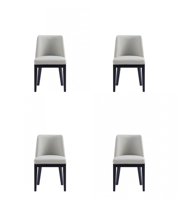 Gansevoort Modern Wood Vegan Leather Dining Chair in Stone Gray - Set of 4 