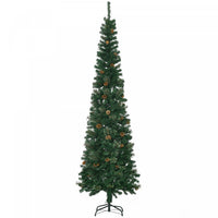 Homcom 7.5ft Artificial Pencil Christmas Tree With Pine Cones