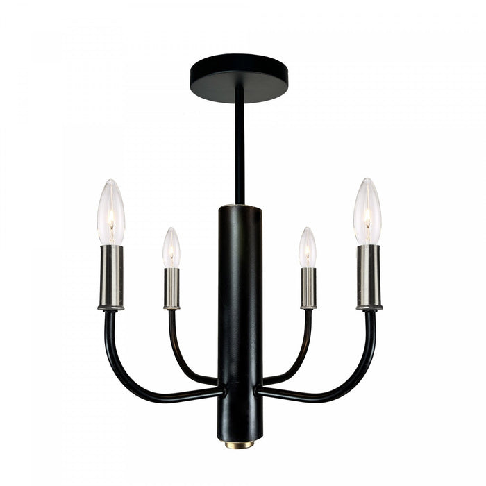 Verona 4-Light Brushed Nickel Black Semi-Flush Mount