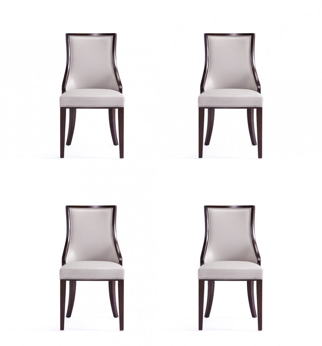 Grand Traditional Wood Upholstered Dining Chair in Light Gray - Set of 4 