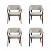 Blake Modern Faux Mohair Wood Armchair in Greige - Set of 4 Dining Chair 