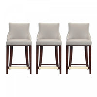 Shubert Modern Wood Upholstered Counter Stool in Light Gray - Set of 3 