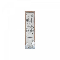Framed Wood and Metal Sign All Is Calm All Is Bright Wall Decor
