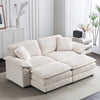 Liam 84.6\" Comfortable Cloud Modular Sofa with Corduroy Upholstered,White  