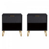 Dumbo Modern 20\" Fluted Nightstand in Black (1-Drawer) - Set of 2 