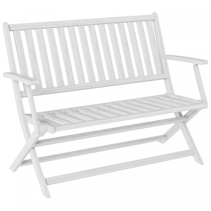 Outsunny Outdoor Bench, 46.5" Foldable Acacia Wood Loveseat, White