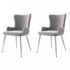 Luna Velvet Dining Chairs with Tufted Upholstered and Gold Metal Legs Set of 2, Grey  