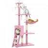 PawHut Cat Tree, 53" Cat Tower for Indoor Kittens with Sisal Scratching Posts, Plush Perches, Condo, Hammock, Ladder, Dangling Toys, Multi-Level Kitty Activity Centre, Pink