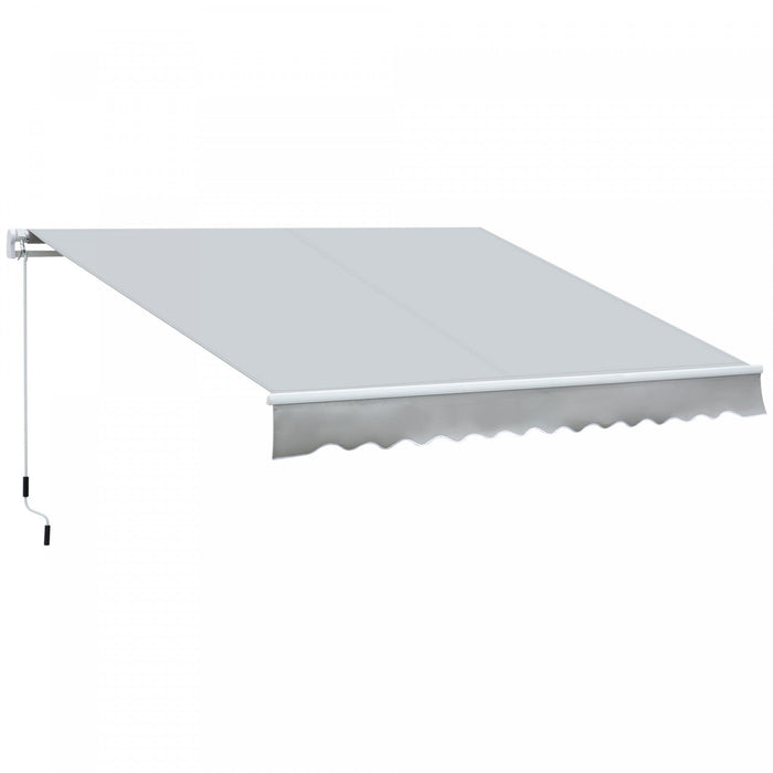 Outsunny 12' X 8' Retractable Awning Patio Awnings Sun Shade Shelter With Manual Crank Handle, Uv & 