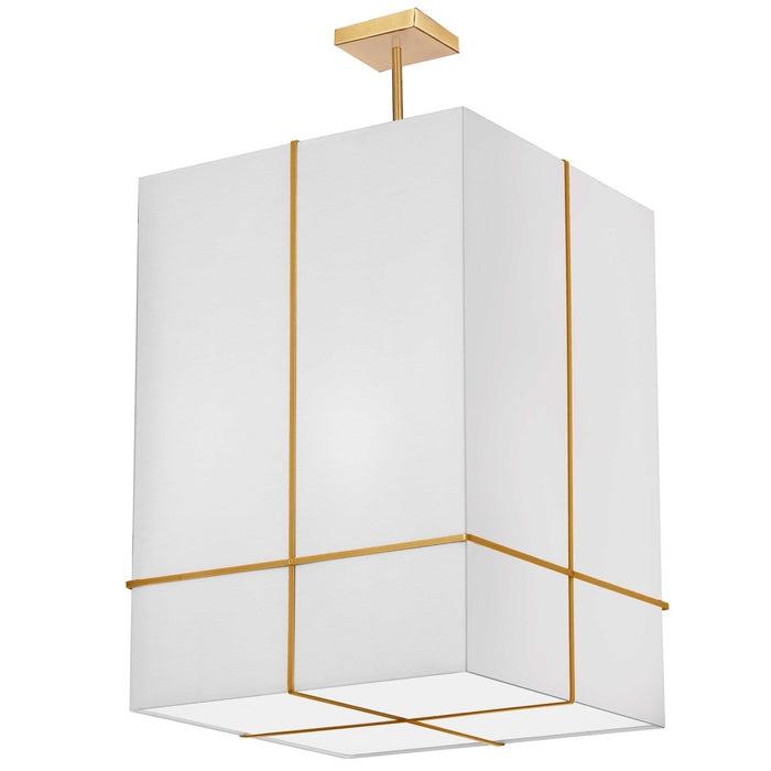Dainolite Raquel 4 Light Incandescent Pendant Gold White Shade Lamp