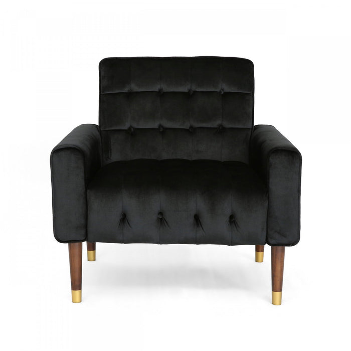 Lucas Modern Accent Seating Arm Chair With Tufted Back,polyester Upholstery,black Accent Chair 