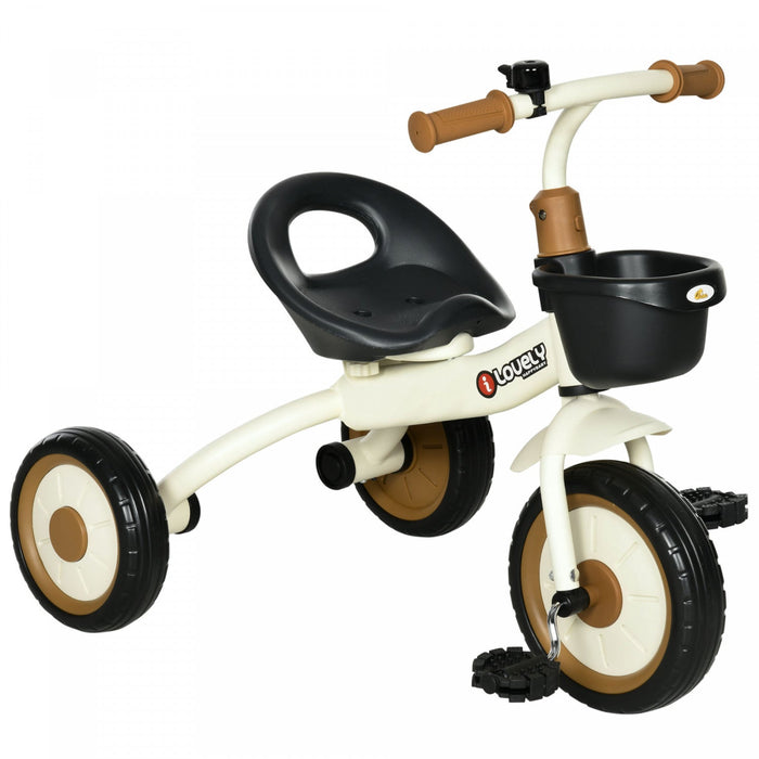 Qaba Tricycle For Toddler 2-5 Year Old Girls And Boys, Toddler Bike With Adjustable Seat, Basket, Be