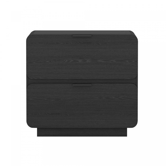 Chrystie Contemporary Modern 26\" Nightstand in Black (2-Drawer) 