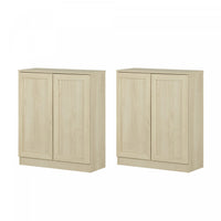 Arum Set Of 2 Sideboards With Shelves Bleached Oak - South Shore Buffet
