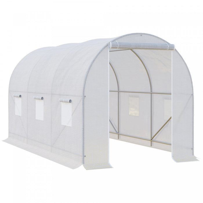 Outsunny 11.5x6.6x6.6ft Walk-in Tunnel Greenhouse Portable Garden Plant Growing Warm House With Door