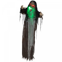 Homcom Halloween Green Big-mouth Monster Animatronic Prop W/ Light Up Eyes