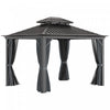 Outsunny 10' X 12' Outdoor Hardtop Gazebo With Galvanized Steel Canopy & Netting Sidewalls For Lawn,