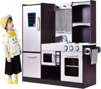 Costway Kids Kitchen Playset Wooden Chef's Pretend Play Toy Cooking Food Set Gift For Kids