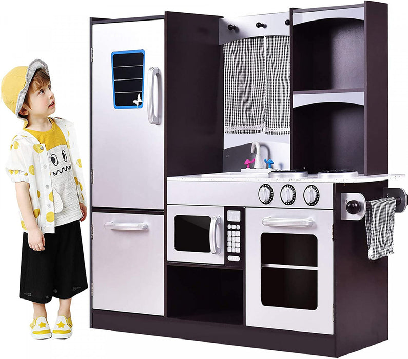 Costway Kids Kitchen Playset Wooden Chef's Pretend Play Toy Cooking Food Set Gift For Kids