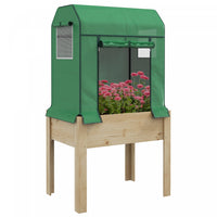 Outsunny Raised Garden Bed With Pe Greenhouse Cover And Bed Liner, Elevated Planter Box With Legs Fo