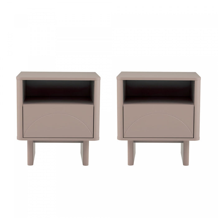 Ella Modern 20\" Nightstand in Mocha (1-Drawer) - Set of 2 