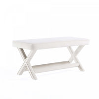 Abigail Mid-Century Modern Upholstered Velvet Accent Bench in Cream 