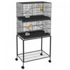 Pawhut Birdcage For Canaries, Lovebirds Finches, Budgie Cage With Wheels, Removable Tray, Bottom Mesh Panel, Wooden Perches, Swing, Ramp, Food Containers, 30" L X 18" W X 65" H
