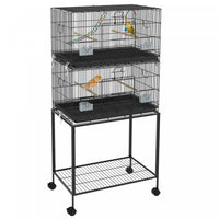 Pawhut Birdcage For Canaries, Lovebirds Finches, Budgie Cage With Wheels, Removable Tray, Bottom Mesh Panel, Wooden Perches, Swing, Ramp, Food Containers, 30