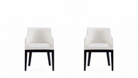 Gansevoort Modern Wood Vegan Leather Armchair in Ivory - Set of 2