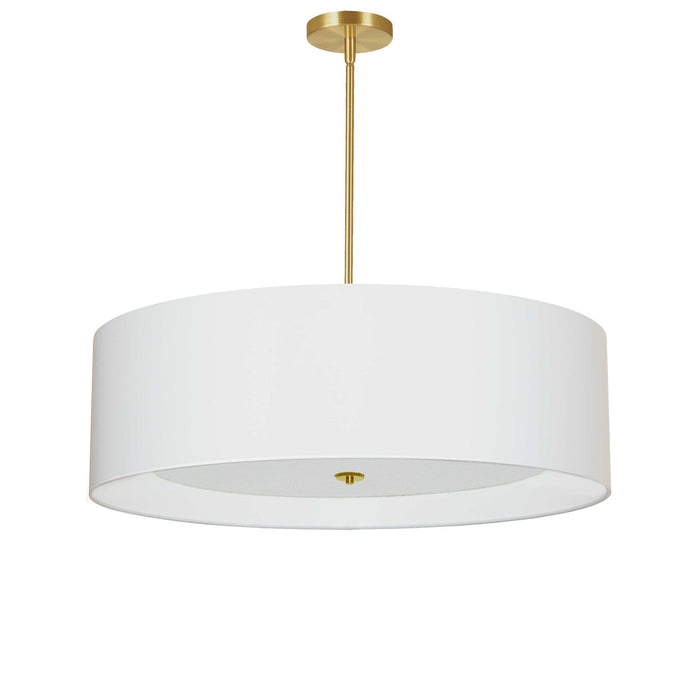 Dainolite Helena 4 Light Pendant 30\" Dia Aged Brass Finish White Shade White Diffuser Lamp